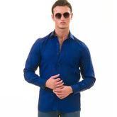 Royal Blue Luxury Men's Tailor Fit Button Up European Made Linen Shirts